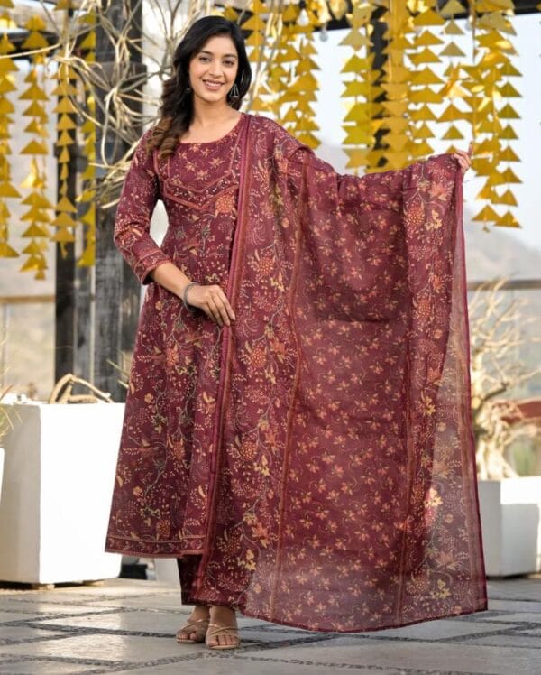 Dark Maroon Colour Suit Set