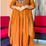 Rayon Orange Kurti Pant With Dupatta