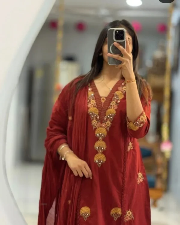 Dark Maroon Colour Suit Set
