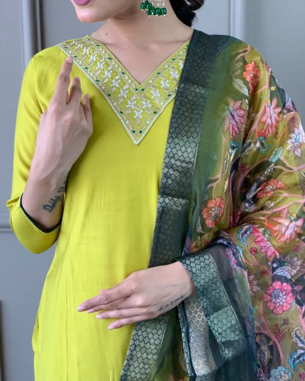 Yellow Viscose Chanderi Suit Set​