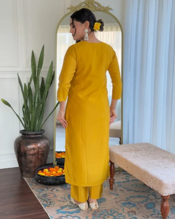 Viscose Chanderi Yellow Suit Set