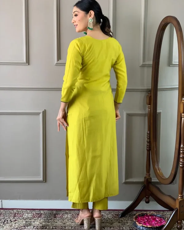 Yellow Viscose Chanderi Suit Set​