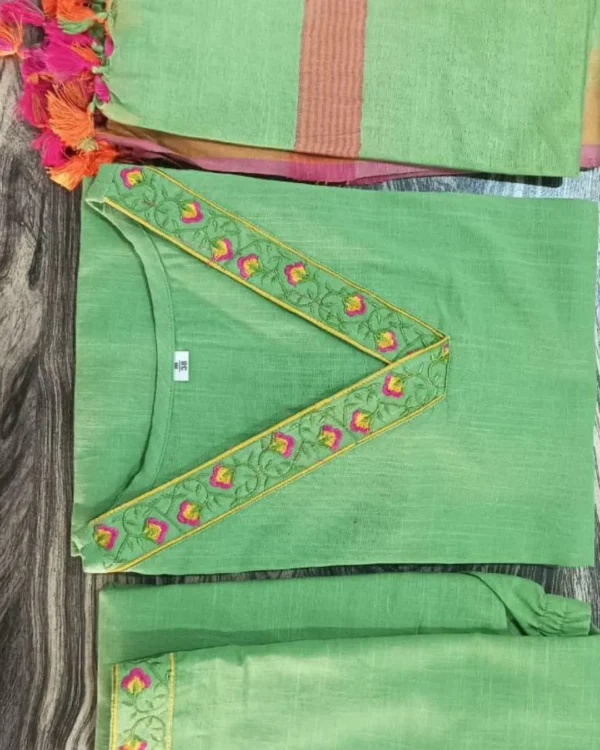 Khakhi Green Floral Print Suit Set