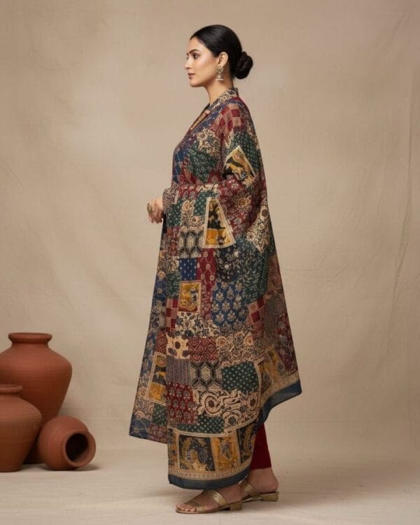 Cotton Black Printed Kurti Pant Set