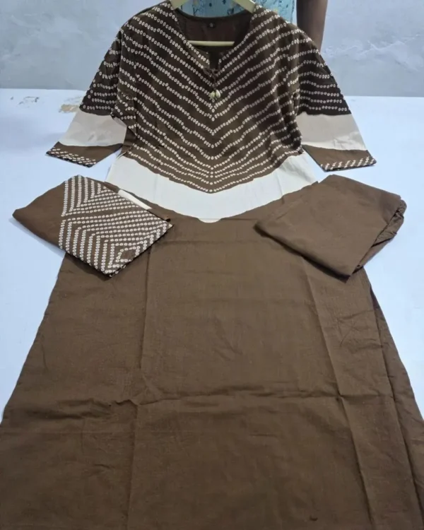 Marron Cotton Kurti Palazzo With Dupatta