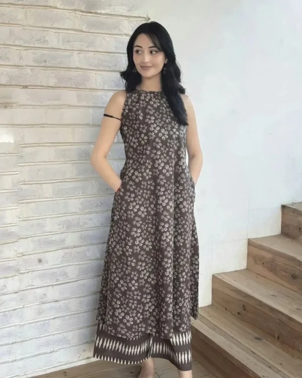Collar Neck Sleeveless Kurti With Palazzo Set