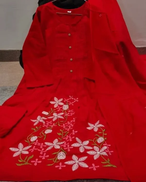 Cotton A-Line Kurti​ Pant With Dupatta Set