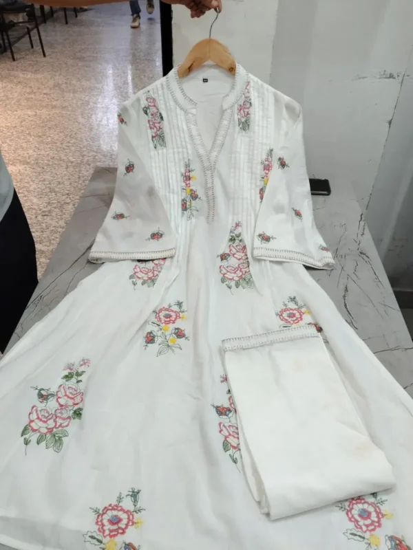 Cotton White Kurti And Plazo Set