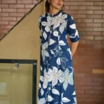 Dark Blue Cotton Kurti Pant Set