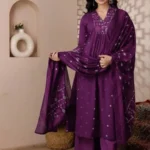 Dark Purple Cotton Suit Set