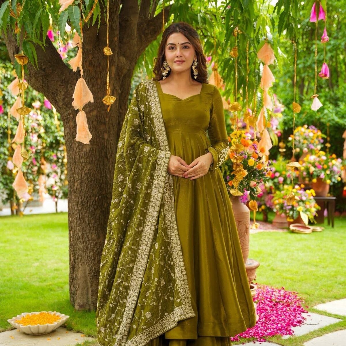 Green Georgette Anarkali Kurti Set