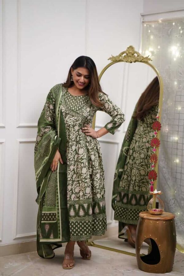 Green Angrakha Style Kurti Set