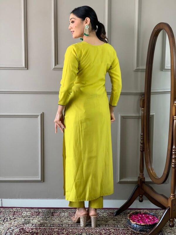 Yellow Viscose Chanderi Suit Set