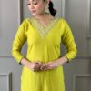 Yellow Viscose Chanderi Suit Set