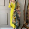 Yellow Viscose Chanderi Suit Set