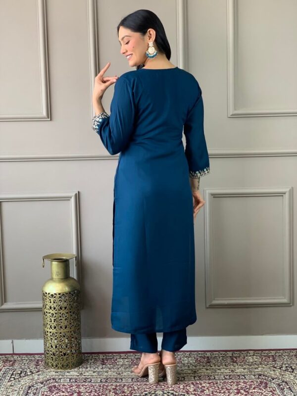 Navy Blue Chanderi Suit Set