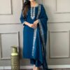 Navy Blue Chanderi Suit Set