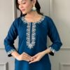 Navy Blue Chanderi Suit Set