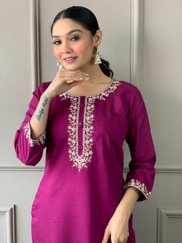 Purple Chanderi Suit Set