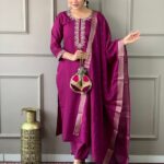 Purple Chanderi Suit Set