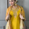 Yellow Viscose Chanderi Suit Set​