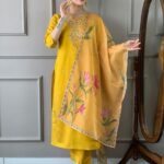 Yellow Viscose Chanderi Suit Set​