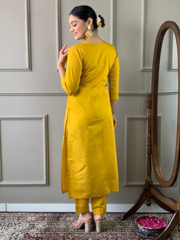 Yellow Viscose Chanderi Suit Set​