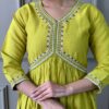 Yellow Chanderi Kurti Pant With Dupatta Set