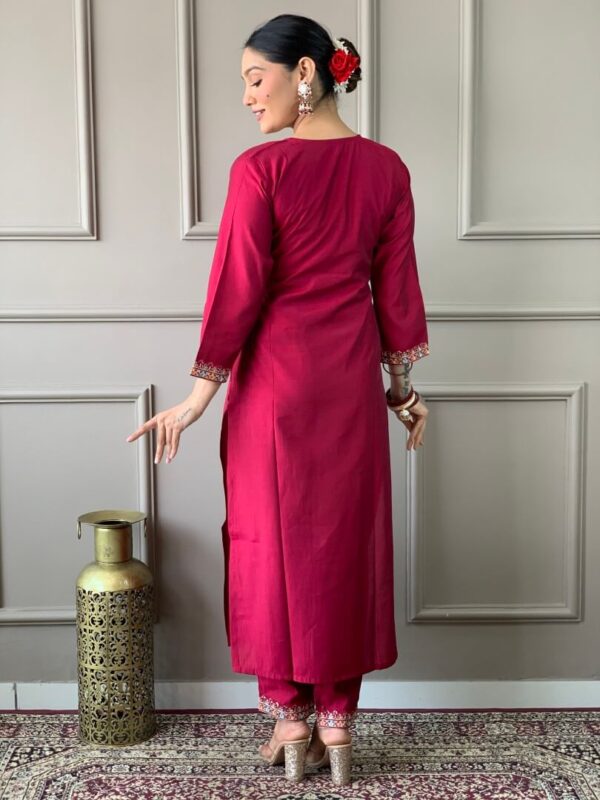 Pink Chanderi Kurti Pant With Dupatta