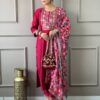 Pink Chanderi Kurti Pant With Dupatta