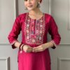 Pink Chanderi Kurti Pant With Dupatta