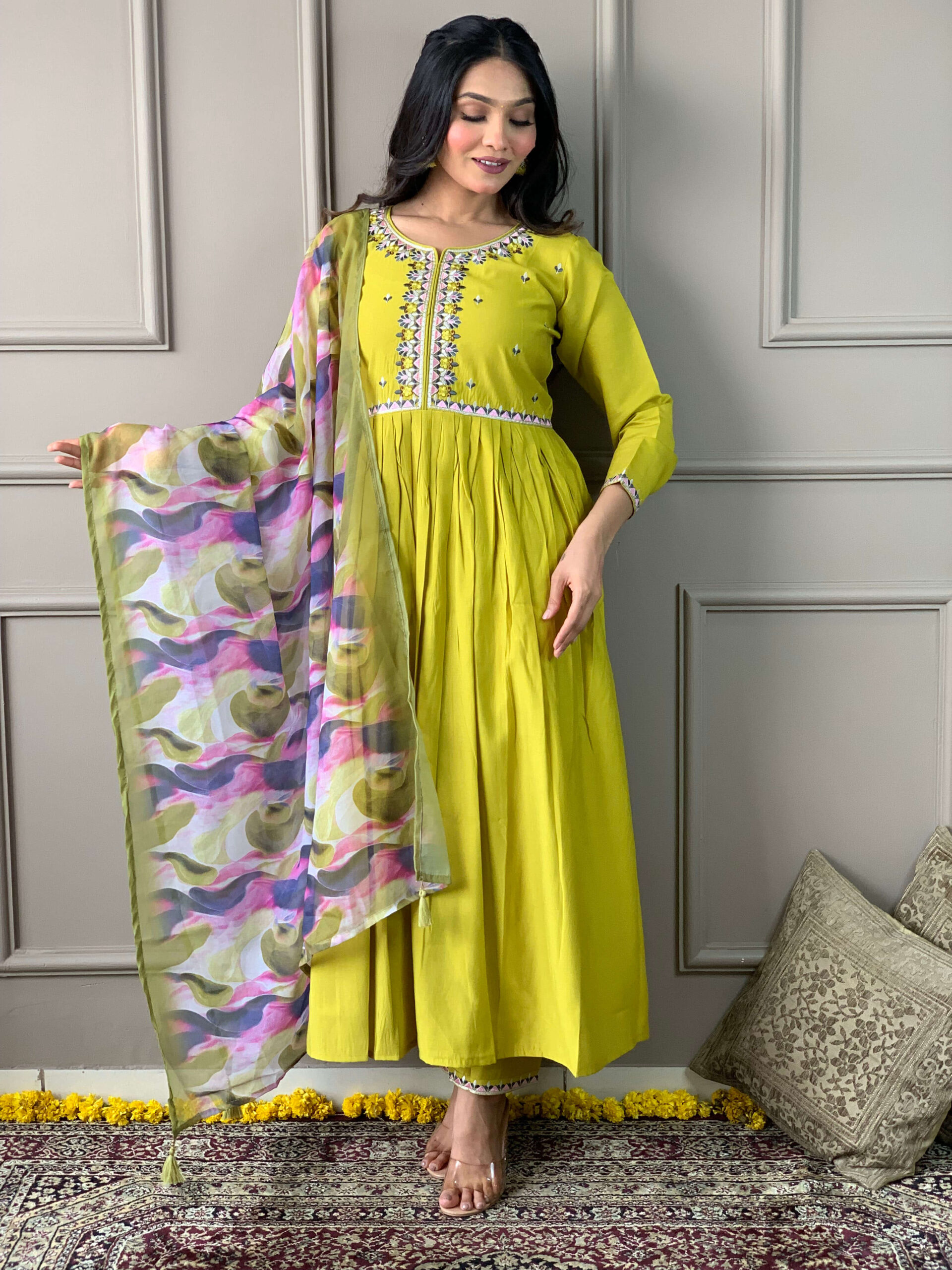 Casual Party Wear Chanderi Suit Set