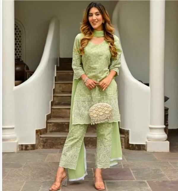 Light Green Chikankari Embroidered Kurta Set