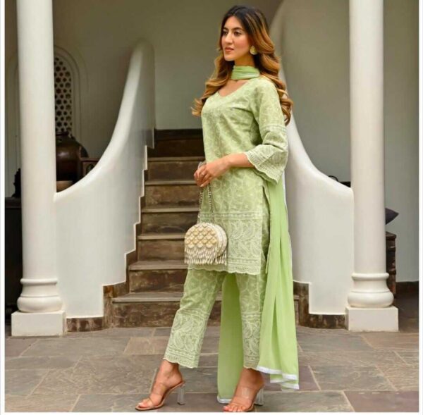 Light Green Chikankari Embroidered Kurta Set