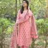 Cotton Pastel Pink Kurti Pant With Dupatta​