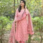 Cotton Pastel Pink Kurti Pant With Dupatta​