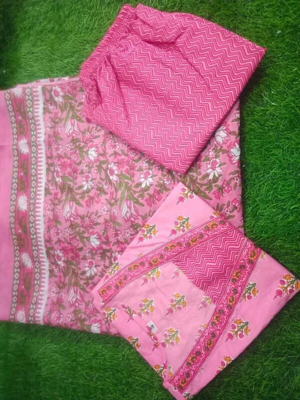 Cotton Pastel Pink Kurti Pant With Dupatta​