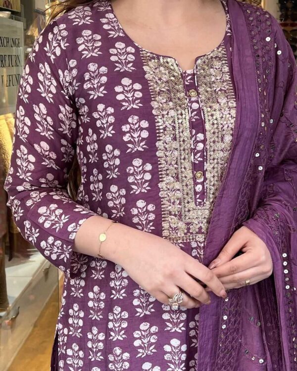 Purple Kurti Set With Dupatta