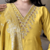 Party Wear Yellow Chanderi Suit Set