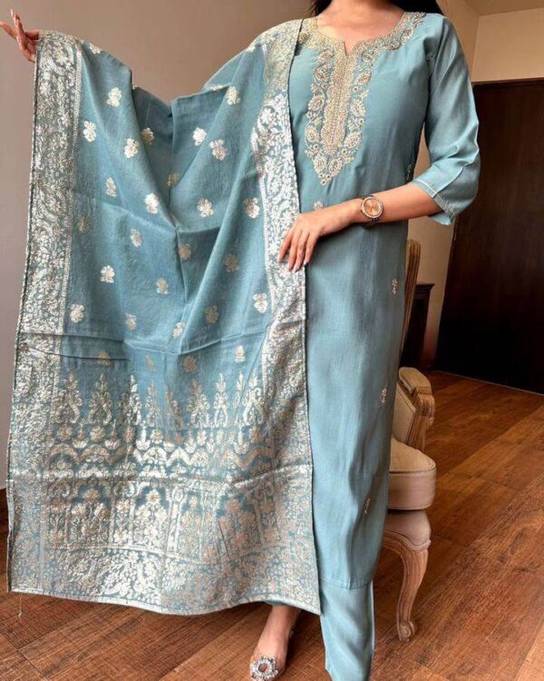 Party Wear Chanderi Suit Set