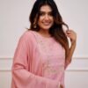 Rayon Slub Pink Kurti Pant With Dupatta