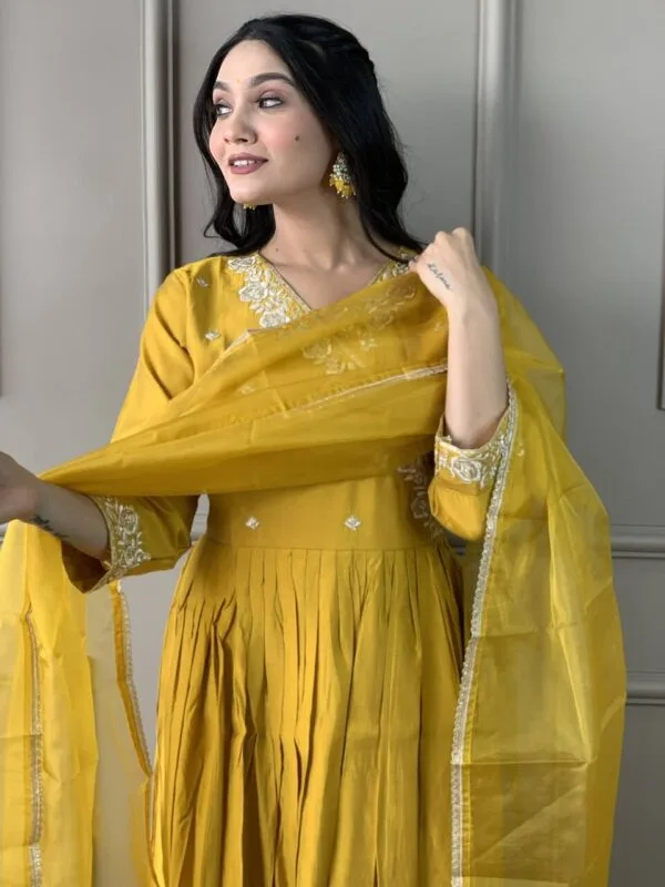 Viscose Chanderi Yellow Suit Set