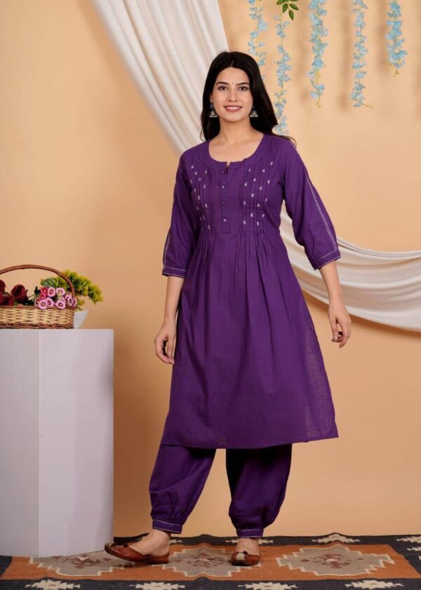 Purple Afghani Salwar With Kurti