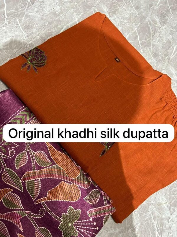 Khadi Cotton Embroidery Suit Set