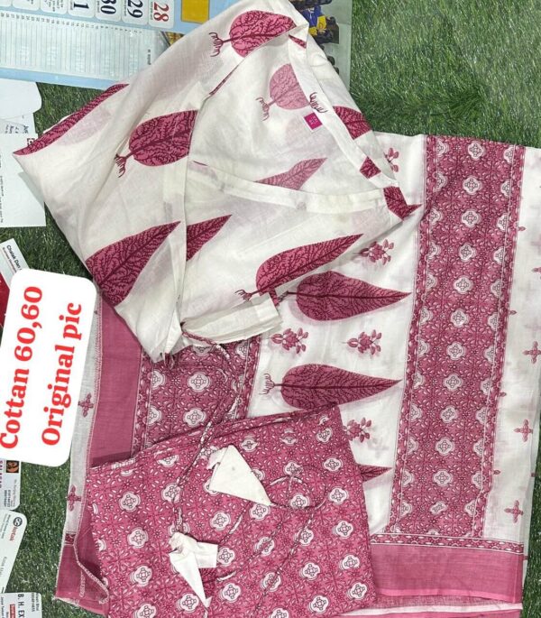 Pink White Anarkali Sanganeri Print Kurta Set