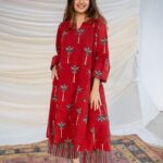 Cotton Red Color Kurti Set