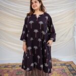 Cotton Black Printed Kurti Pant Set