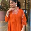 Orange Kurti Pant With Dupatta Set