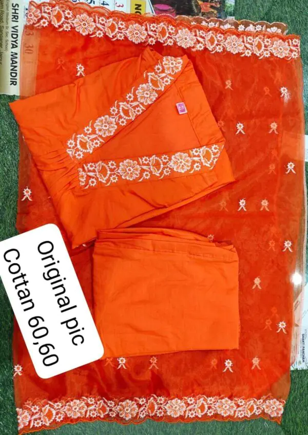 Orange Kurti Pant With Dupatta Set