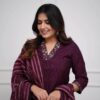 Cotton Maroon Kurti With Dupatta